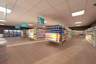 do 3d retail store design restaurant cafe and coffee shop with 3d rendering