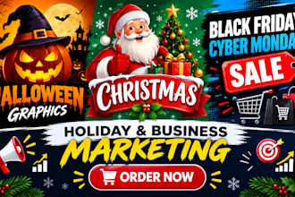 design halloween christmas black friday and cyber monday sales flyer