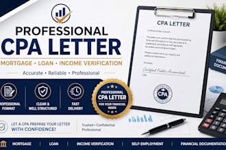 provide US CPA letter for mortgage, loan and financial verification