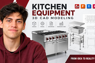 kitchen equipment components, 3d cad modeling, product design and engineering