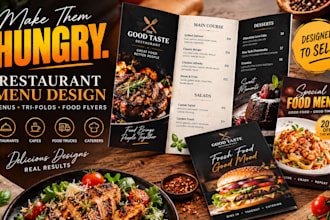 design restaurant menu brochure, cafe tri fold, food flyer and menu design print