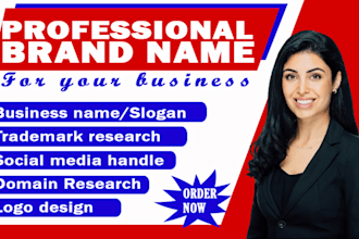 create catchy business name, logo design, slogan and web design for your brand