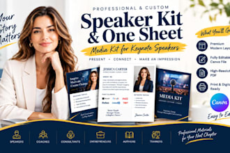 design a professional speaker kit, speaker one sheet keynote speaker media kit