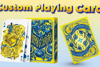 illustrate custom card game art custom playing card poker cards 54, 52 card deck