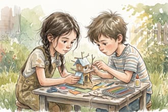 whimsical watercolor book illustration children story book illustration