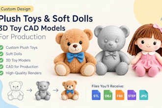 design custom plush toys soft dolls 3d toy cad models for production