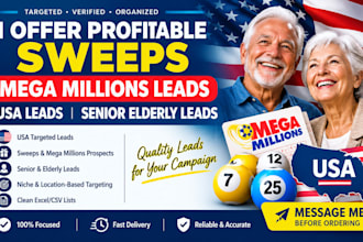 offer profitable sweeps mega millions leads, usa leads, senior elderly leads