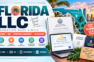 form florida llc with ein, operating agreement, sunbiz registration, US banking