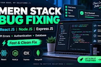 fix react node js express mern stack bugs and errors