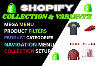 set up shopify variants, collections, filters and color swatches