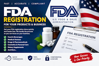 handle fda 510k submission, device listing, ndc, fda registration and compliance
