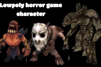 create creepy ps1 ps2 psx low poly 3d horror character rig animation