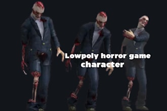 create creepy ps1 ps2 psx low poly 3d horror character rig animation
