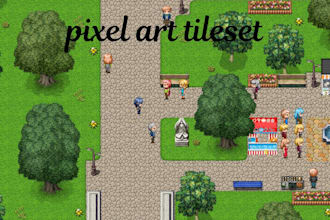 create pixel art tileset game assets sprite sheet rpg maker game art pixel art