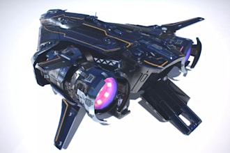 create aaa game ready 3d spaceships, starships and sci fi vehicles