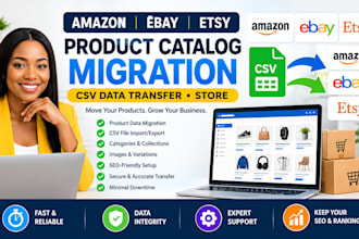 amazon ebay esty product catalog migration image CSV data transfer store
