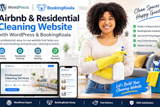 design airbnb, residential cleaning wordpress bookingkoala website