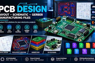 design pcb layout, schematic, routing, gerber, manufacturing files in solidworks