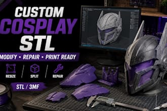 modify and prepare custom cosplay stl files for 3d printing