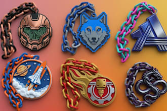 design custom 3d hype chain necklace pendant jewellery turnover chain 3mf stl