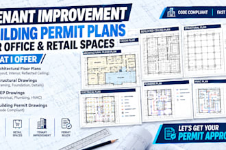 draw stamp tenant improvement building permit plans for office and retail spaces