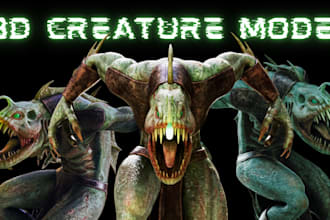 create a realistic 3d fantasy creature monster alien rigged and game ready