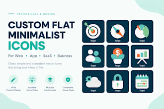 design custom flat minimalist icons for web and app