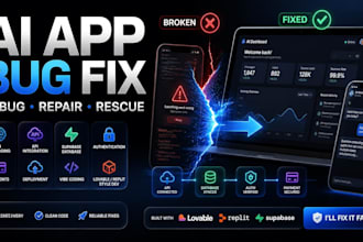 fix your ai app bugs, errors, API, auth, stripe and deployment