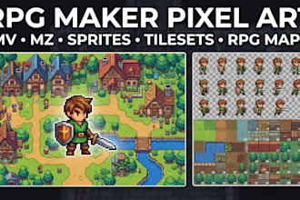 pixel art character rpg maker mv mz, sprite sheet, pixel art tilest, rpg map