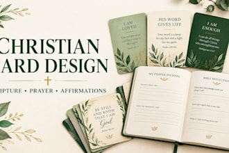 design christian affirmation card or scripture flashcards and prayer journal