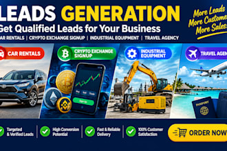 car rentals crypto exchange signup industrial equipment travel agency leads