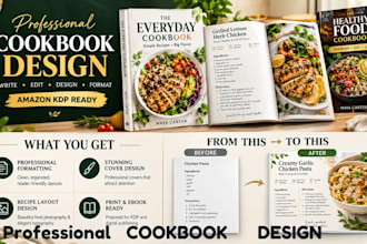 write, edit design cookbook recipe book journal cover design formatter food menu