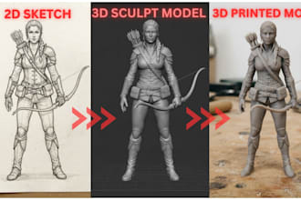 convert 2d to 3d model, image to 3d model, character model, 3d printing