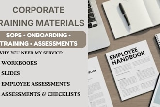 create corporate training materials workbooks slides and employee assessments