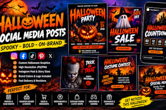 design halloween social media posts and spooky instagram graphics