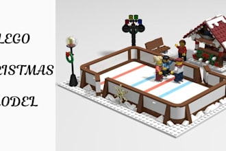 do 3d lego design, 3d lego model, lego car, house minifigure with pdf manual