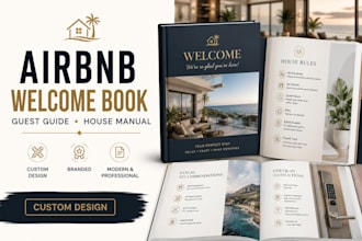 design an airbnb welcome book, guest guide and house manual