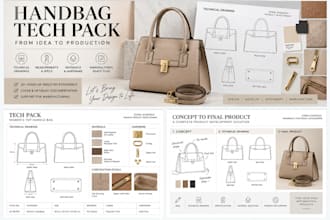 create professional footwear and handbag tech packs