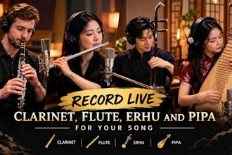 record live clarinet, flute, erhu and pipa for your song