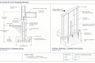 do civil structural code review for wind, seismic, hurricane mep permit drawing