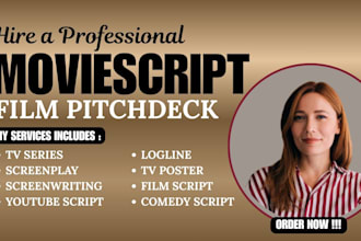 create film pitch deck, movie poster tv show bible podcast  pitch deck, lookbook