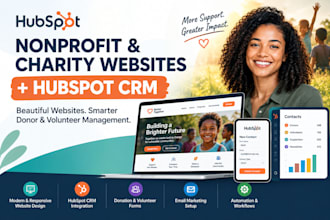 build nonprofit, ngo and charity websites with hubspot CRM integration