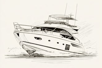 draw your ship, yacht, watercraft in my unique style