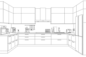 design modular kitchen cabinet elevation with appliance integration shop drawing