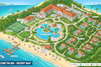 create festival map custom map isometric map fantacy map vector map illustration