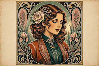 design art nouveau neo traditional vintage portrait