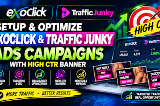 setup and optimize exoclick traffic junky ads with high CTR banner