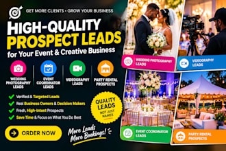 weddingphotography leads eventcoordinator videographyparty rental prospect leads