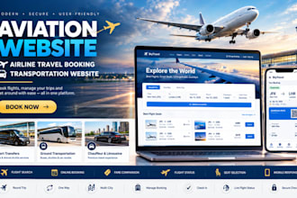 design aviation website, airline travel booking website transportation website