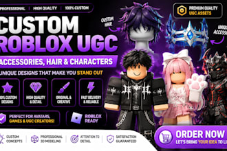 create custom roblox ugc accessories, hair and characters